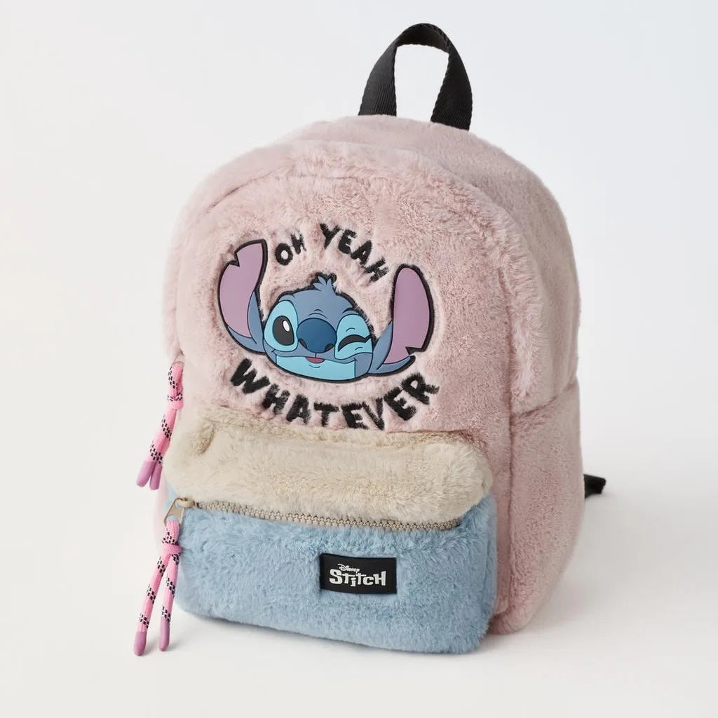 Disney New Cartoon Stitch Plush Children's School Bag Kindergarten Cute Fashion Color Blocking Backpack Mini Backpack