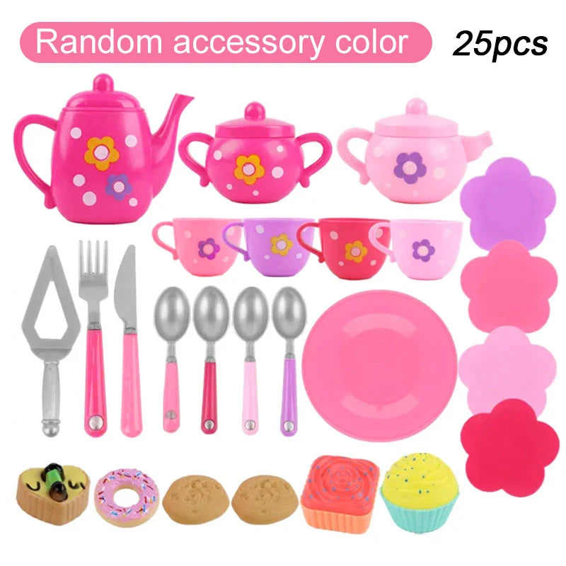 Tea Set For Little Girls, Tea Party Set, Tea Set Including Kettle, Cookies, Kids Play Food