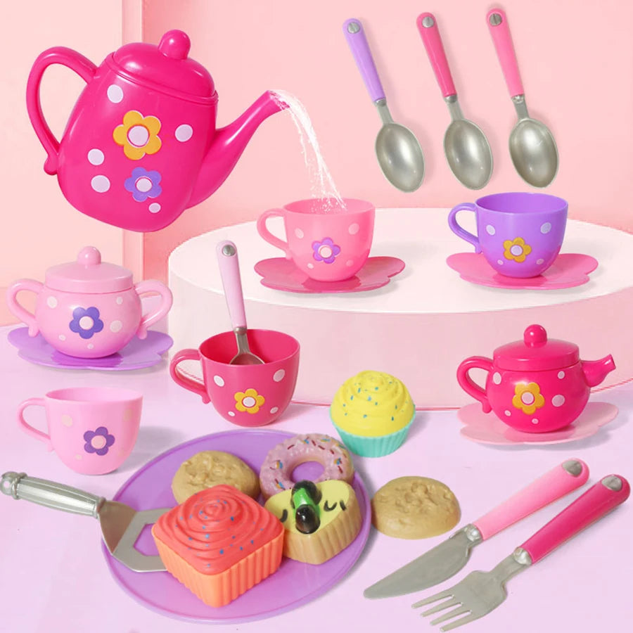 Tea Set For Little Girls, Tea Party Set, Tea Set Including Kettle, Cookies, Kids Play Food