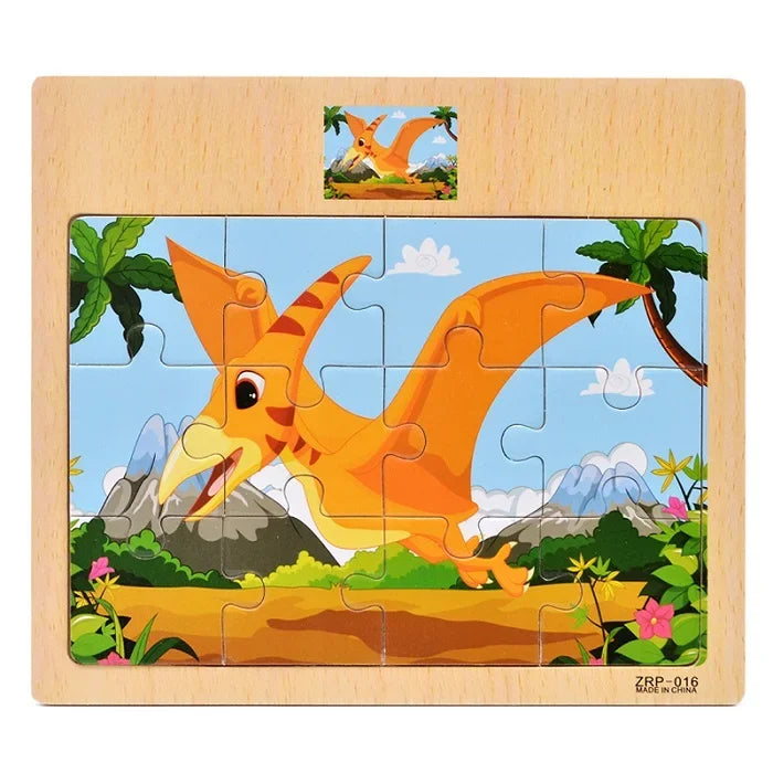 Wooden Jigsaw Puzzle Kids Cartoon Animals Traffic Car