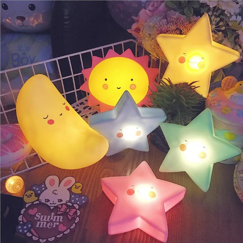 Led Night Light Baby Room Decoration Bed Stars Moon Clouds