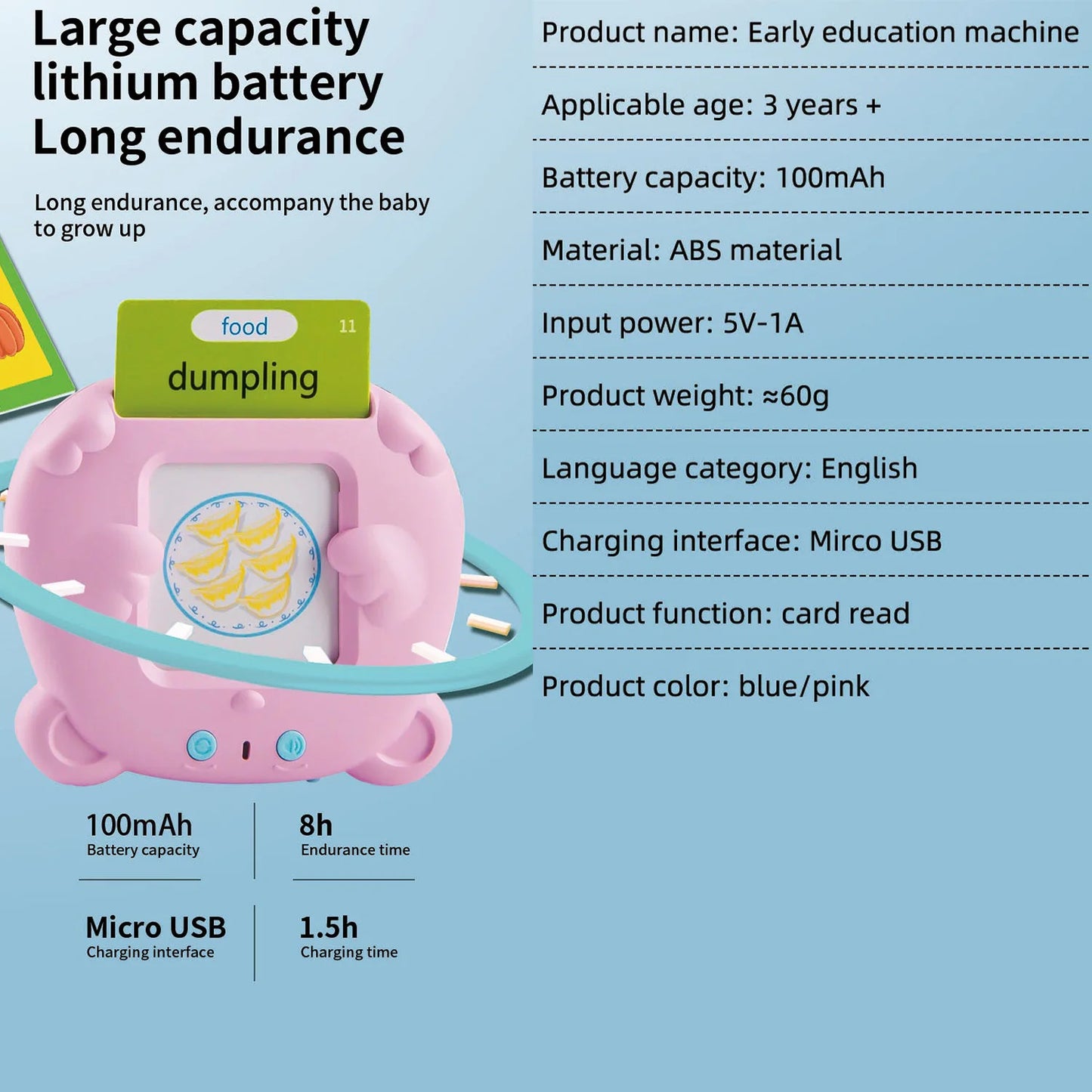 Early education card machine, children's puzzle flash card, English card insertion machine, audio learning