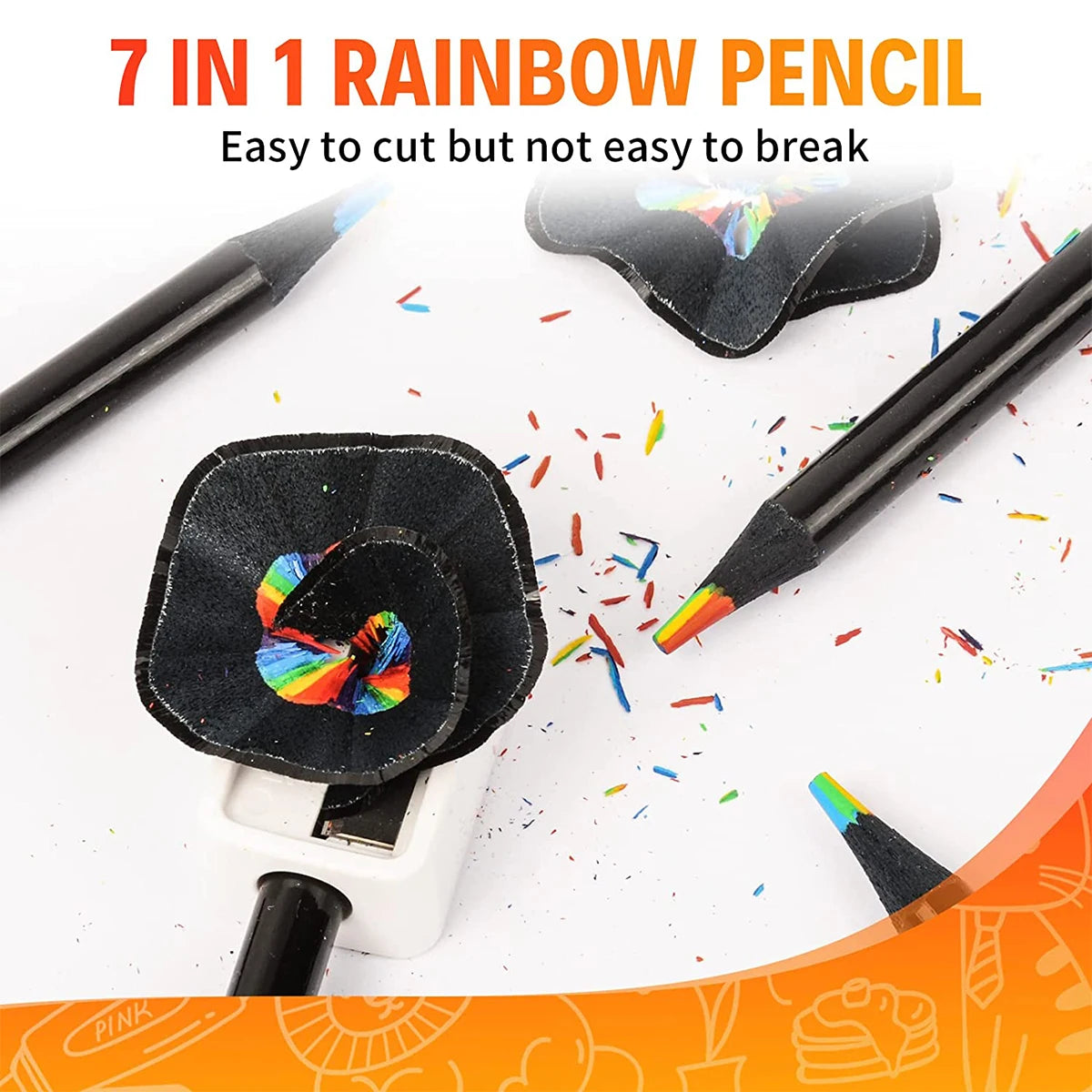 Colored Black Wood Pencils, 7 in 1 Rainbow Drawing Pencil