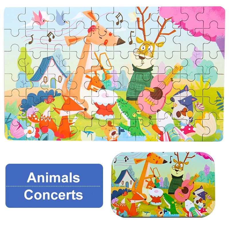 Jigsaw Puzzle Cartoon Animal Vehicle