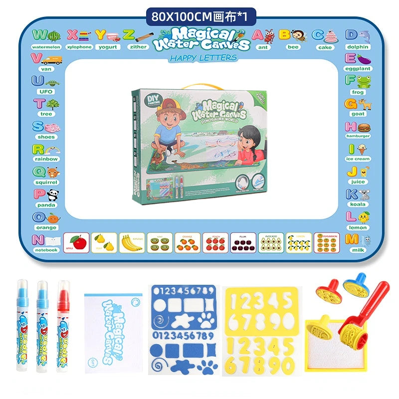 Magic Water Drawing Mat Coloring Doodle With Reusable Magic Pens (100x80CM)