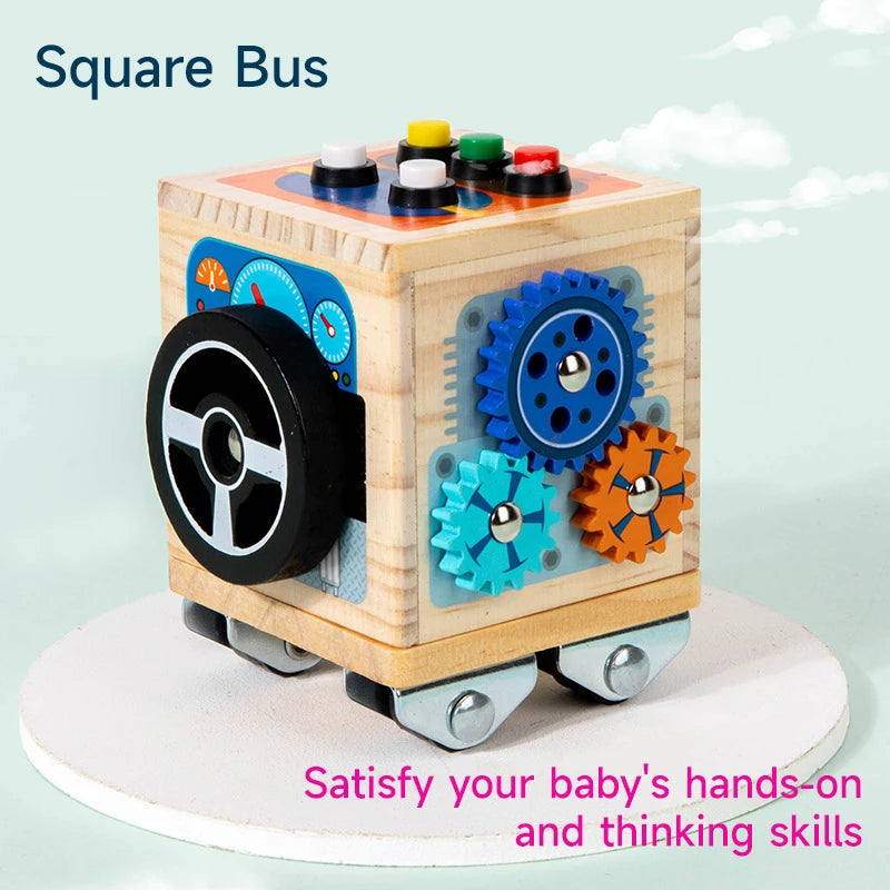 Montessori Cube Toy Wooden Ball Tool Car