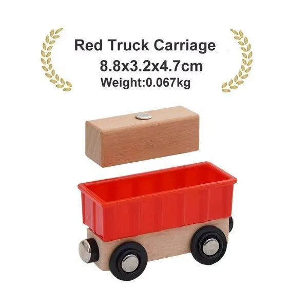 Wooden Magnetic Train Car Locomotive Ambulance Fire Truck Wood Railway Accessories