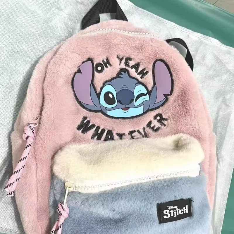 Disney New Cartoon Stitch Plush Children's School Bag Kindergarten Cute Fashion Color Blocking Backpack Mini Backpack