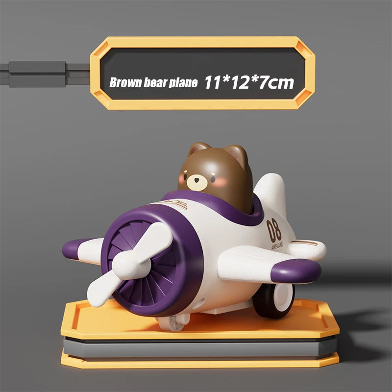 Baby Toys Press Forward Animal Cartoon Airplane Model