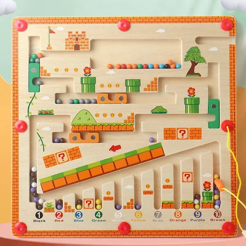 Wooden Magnetic Color and Number Maze