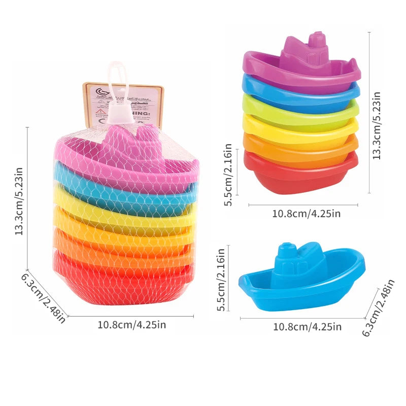 Stacking Cup Bath Toys for Kids Colorful Folding Boat