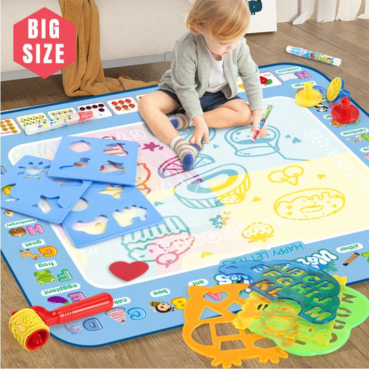 Magic Water Drawing Mat Coloring Doodle With Reusable Magic Pens (100x80CM)