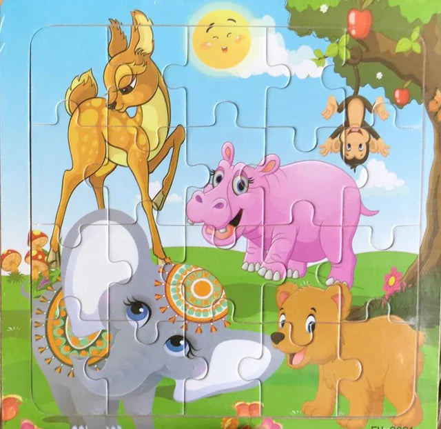 New 20 Piece Wooden 3d Puzzle Cartoon Animal Vehicle Jigsaw