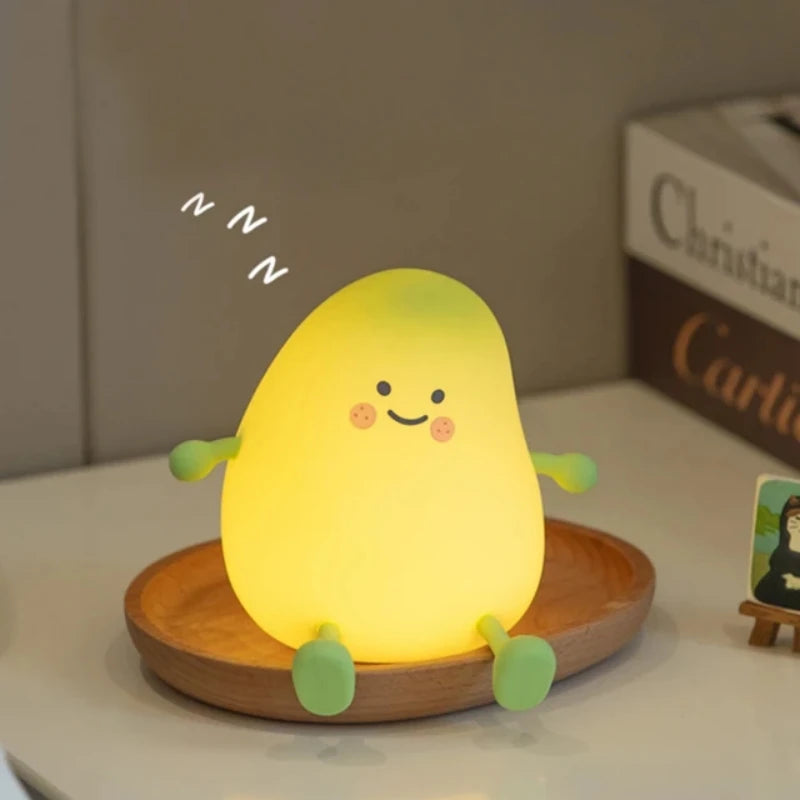 Led Cute Pear Night Light Dimmable Nursery Pear Silicone