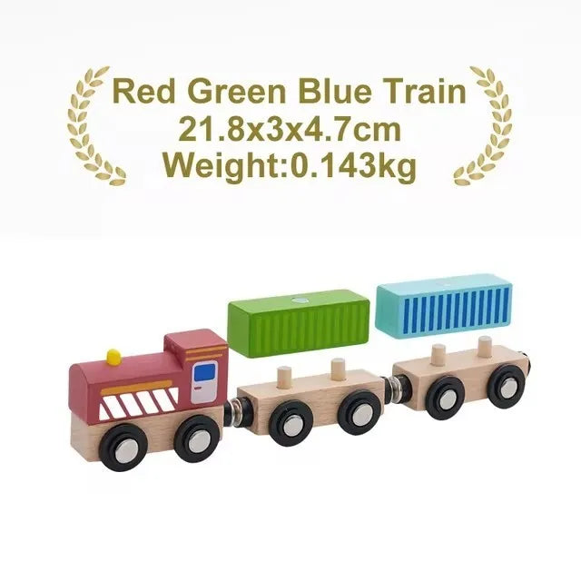 Wooden Magnetic Train Car Locomotive Ambulance Fire Truck Wood Railway Accessories