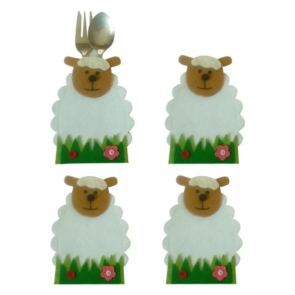 Easter Knife Fork Bags Non-woven Cartoon Sheep