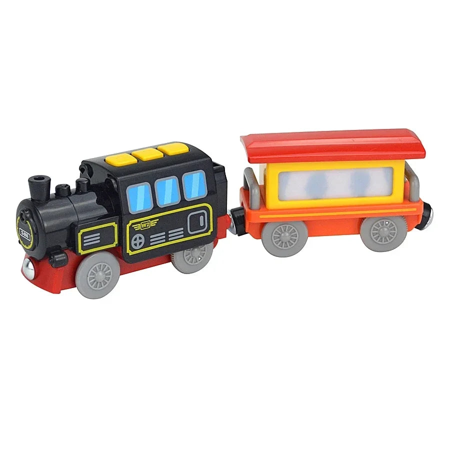 Wooden Locomotive Magnetic Electric Car Train Toys