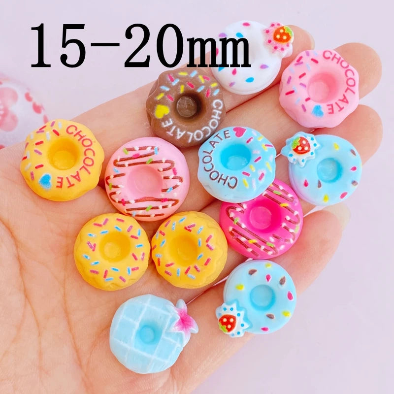 Cute Mini Lovely Doughnut Bread Flat Back Resin