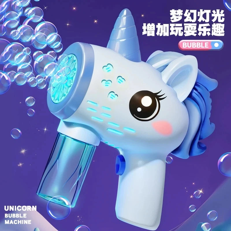 Unicorn electric bubble gun, toy bubble machine