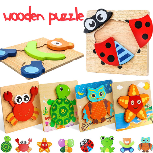 Kids Wooden Puzzle Cartoon Animal Traffic Tangram